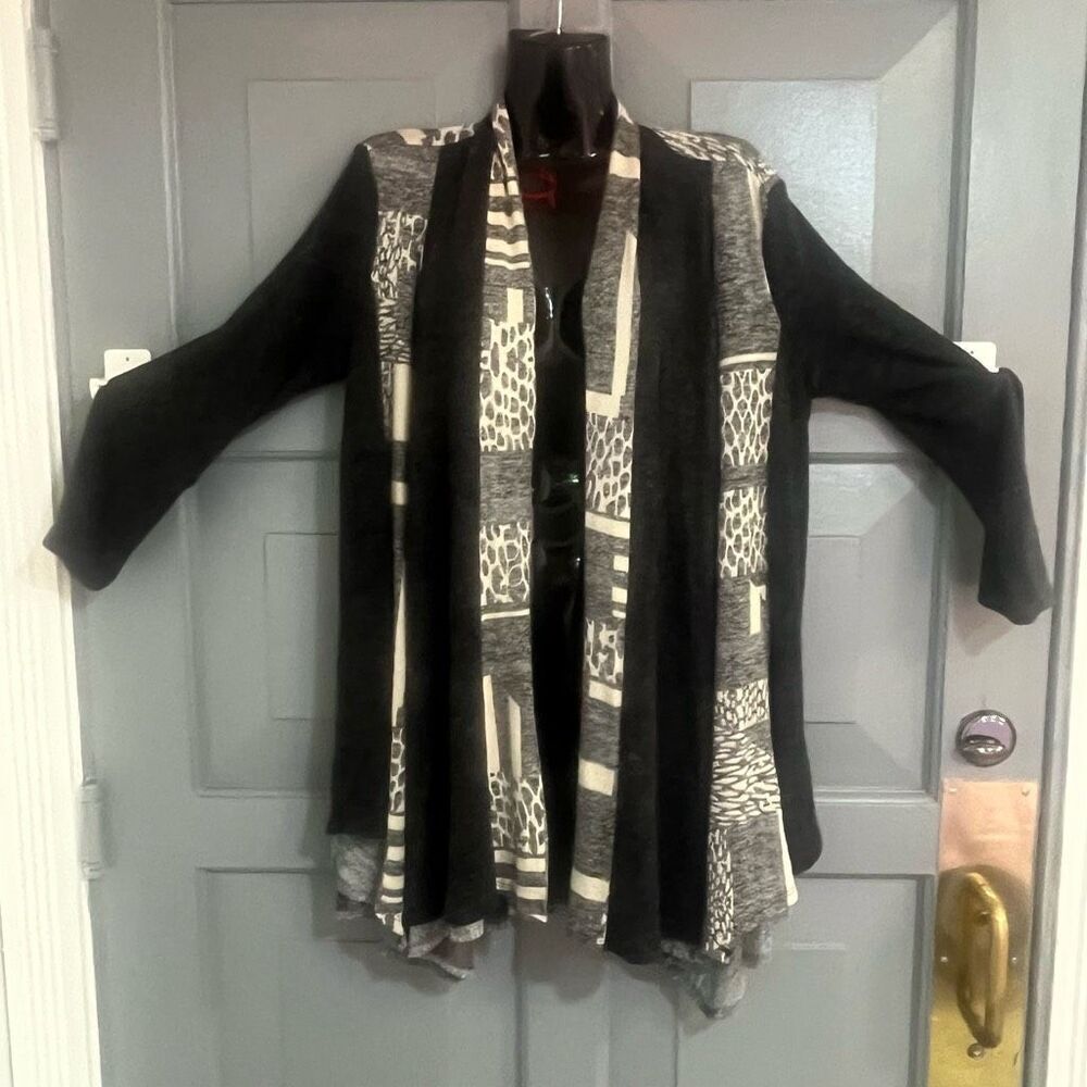 Ali Miles Open Front Reversible Cardigan‎ Floral & Animal Print Oversized Sz S